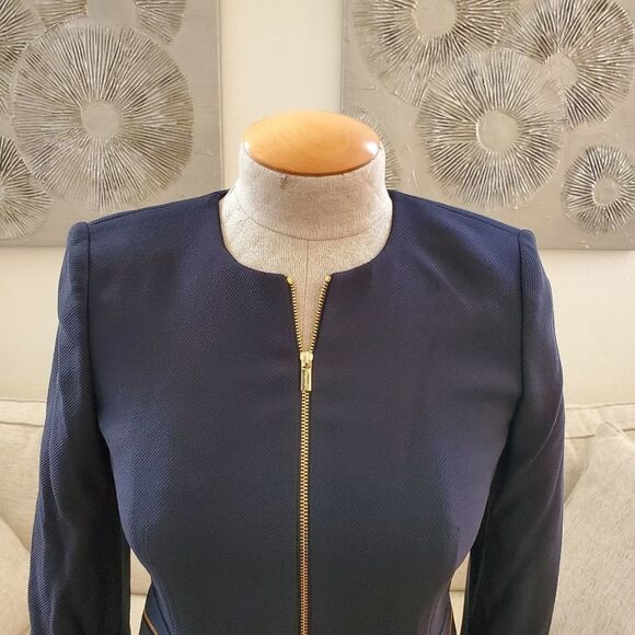 Calvin Klein Twill Zipper-Front Jacket size 4 Petite in Navy - NEW - Picture 6 of 14